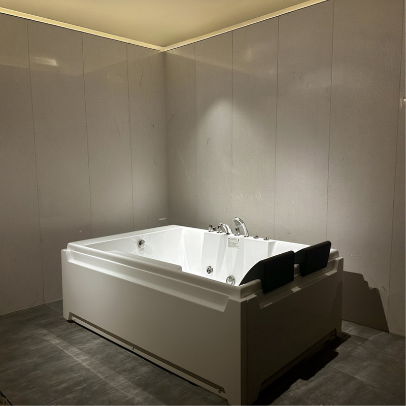 Whirlpool Tub,73" X 48" Jetted Bathtub For 2 Person, Hydro Massage & Chromatherapy,UL Certified,UPC Certified,3 Sided Apron,Acrylic ,110 Gallons,Left Drain