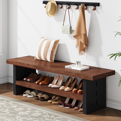 47" Solid Wood Entryway Bench