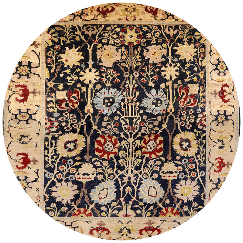 Tapis oriental noir / beige / rouge / noir Unoss, Rond 7 pi