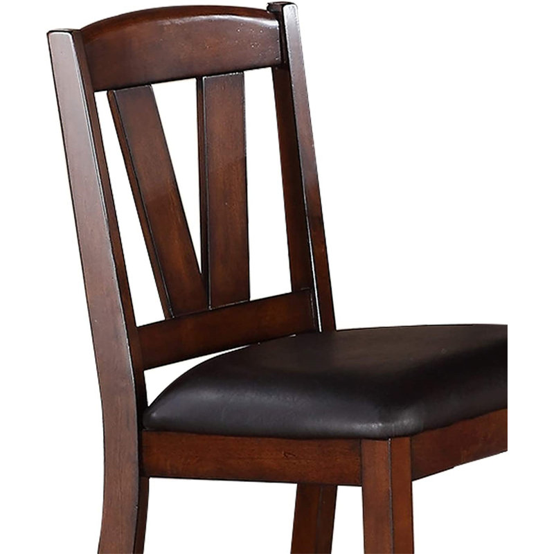 Walnut Finish Counter Height Dining Table with 6 High Chairs