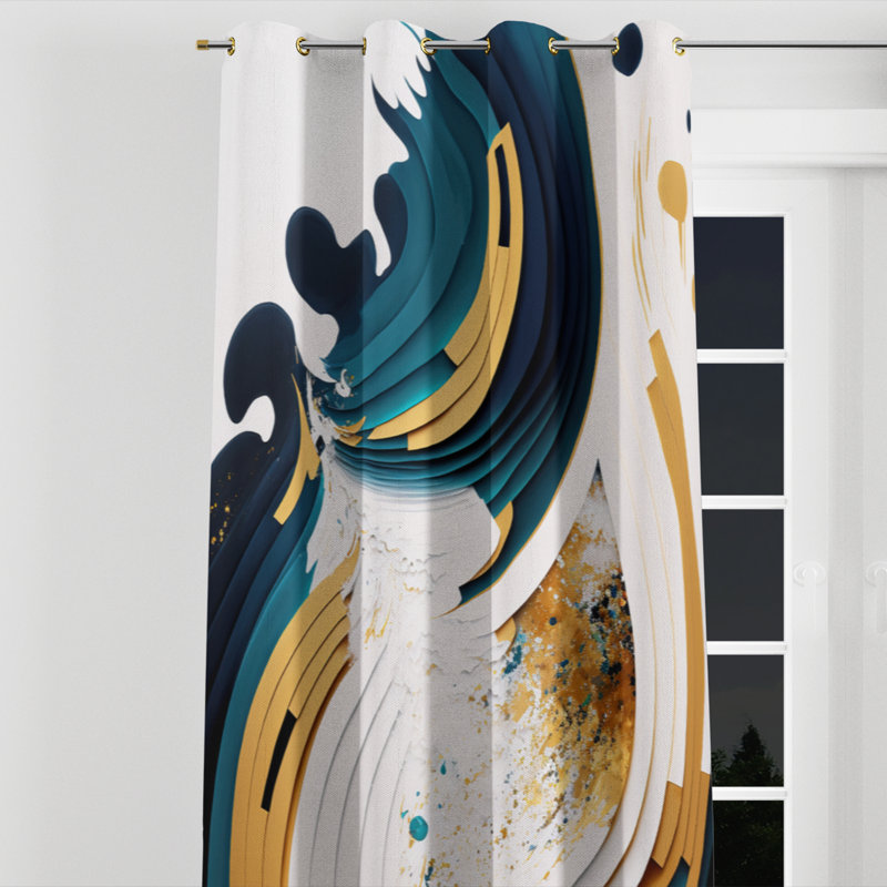 Aurlie - Modern Velvet Grommet Curtain - Room Darkening - 1 panel, 52" W x 108" L, Golden Grommets
