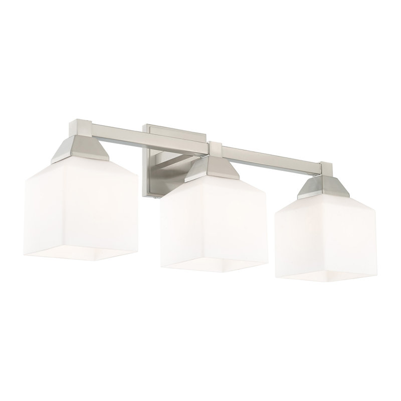 Billington 3 - Light Dimmable Vanity Light, Brushed Nickel, Satin Opal White