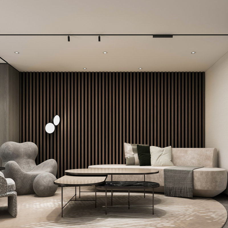 4Pcs 93" L x 12"  W Acoustic Wood Paneling,3D Fluted Soundproof Wall Paneling  for Wall and Ceiling,Slat Wood Wall Panels(31 sq.ft.)