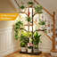 Metal Plant Stand Indoor Brown with Grow Lights for Patio