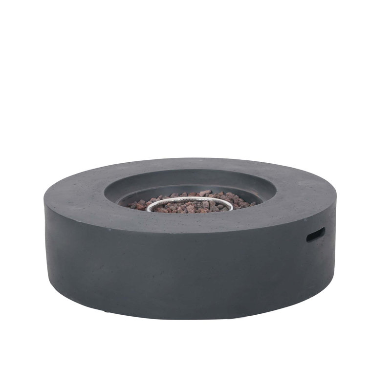 Outdoor 50,000 Btu Round Concrete Propane Fire Pit,Tank Cover Not Included, Dark Gray