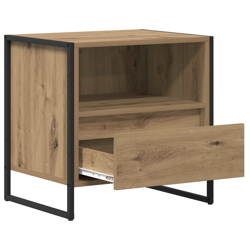 50cm W Manufactured Wood Bedside Table, Artisian Oak
