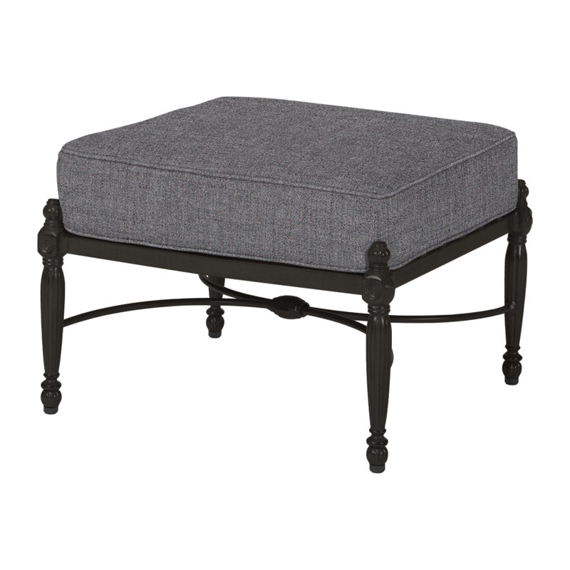 Bel Air Outdoor Ottoman, Cast Slate Sunbrella® Plainweave, Midnight Gold