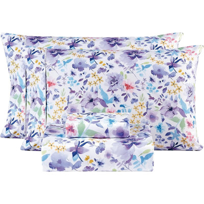 Ensemble de draps à motif floral en microfibre Viviland