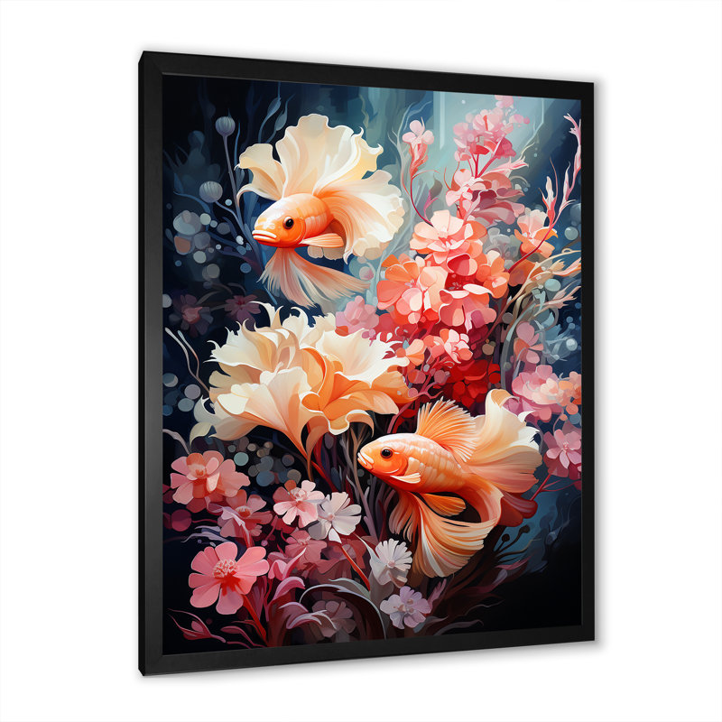 Collage de poissons et d'anémones Dendronephthya, H 44 po x l 34 po x P 1,5 po, Cadre photo noir