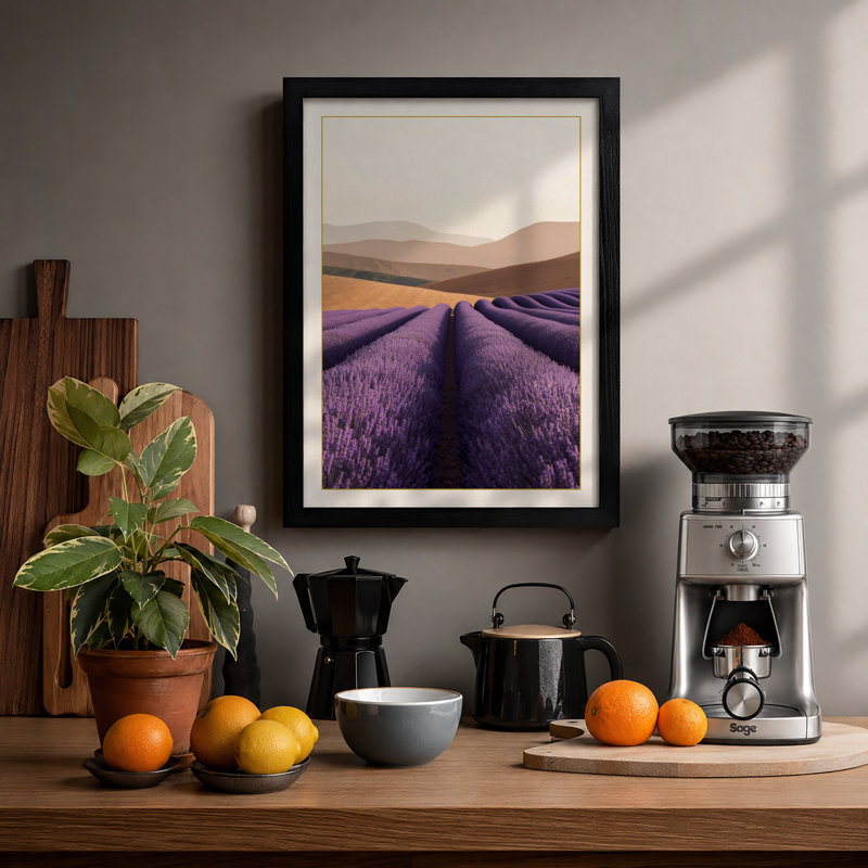 Lavender Fields At Horizon Botanical - Print, A1 - 84.1 x 59.4 cm, Black