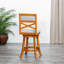 Tabouret pivotant à dossier en X de 30 po de hauteur, siège en tissu beige-121091554