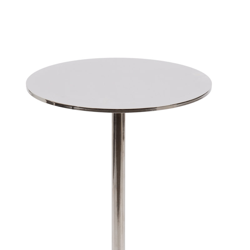 Hersi Modern Round Metal Drink Table, Silver