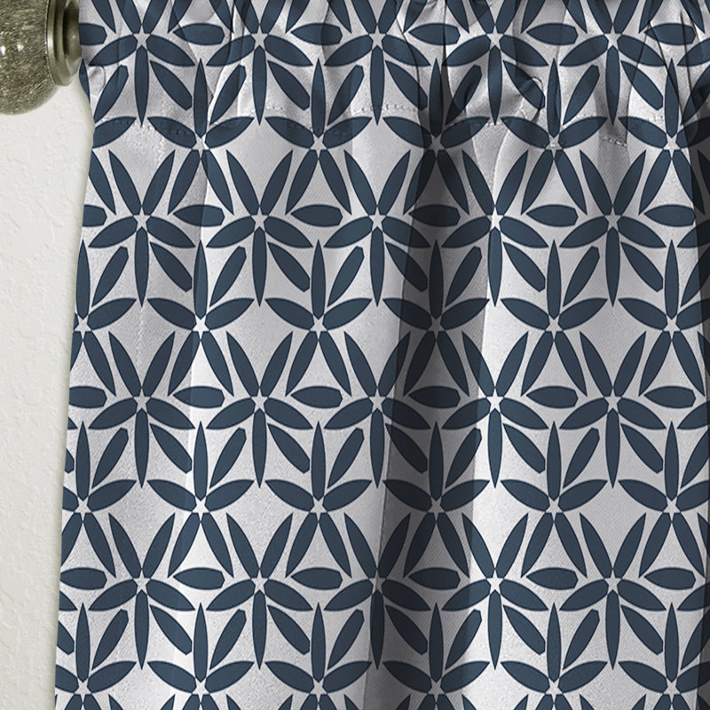 Rideau simple occultant rétro rétro avec motif floral abstrait IV - Mid-Century, L 52 po x L 95 po