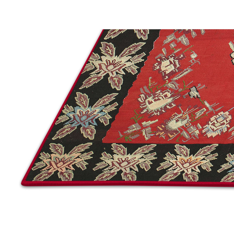 Tapis décoratif rouge à motif oriental Shabaz, Rectangle 2 pi x 3 pi