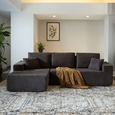 Black Modern L-shaped Modular Sofa: Including Reclining Chair + Deep Seat Design, Flexible Adaptation To Living Room, Bedroom, Office, Creating A Comfortable Combined Rest Space