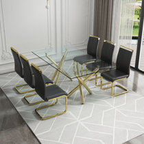 ACEDÉCOR 7 Piece Dining Table Set, Gold Kitchen and Dining Room Sets for 6,  Metal Circling Base Dini…See more ACEDÉCOR 7 Piece Dining Table Set, Gold