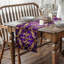 Chemin de table damassé - Or et mauve - Style bohémien floral aztèque rétro pour la salle à manger, le salon et la commode