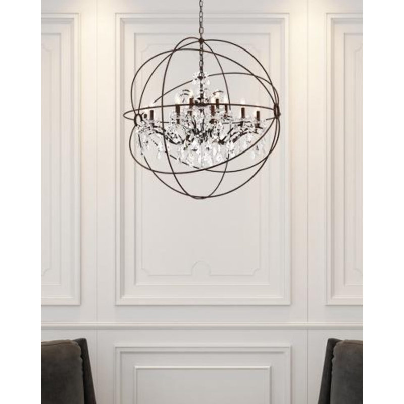Svante 18-Light Dimmable Globe Chandelier, Crystal (Clear), Rustic Intent