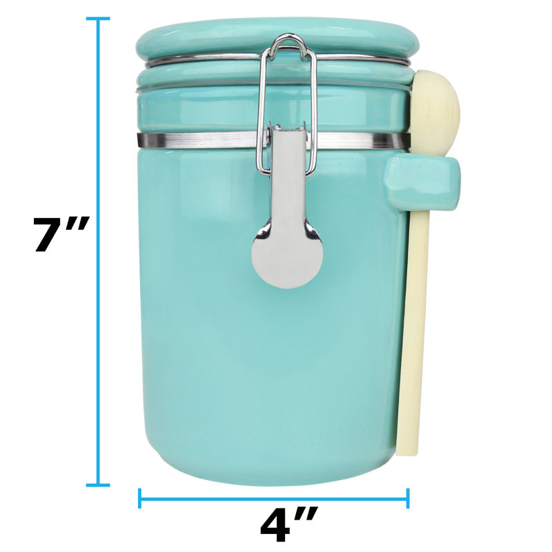 Pot de cuisine hermétique en céramique, H 7 po x l 4 po x P 4 po, Turquoise