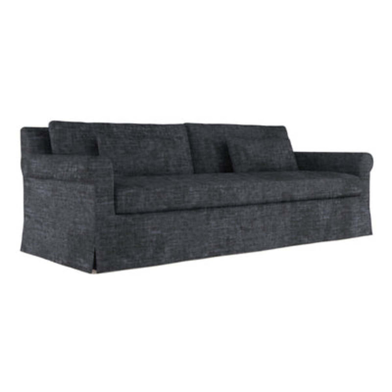 Canapé à accoudoirs arrondis Ludlow, H 34 po x l 84 po x P 38 po, Naturel, Velours écrasé graphite