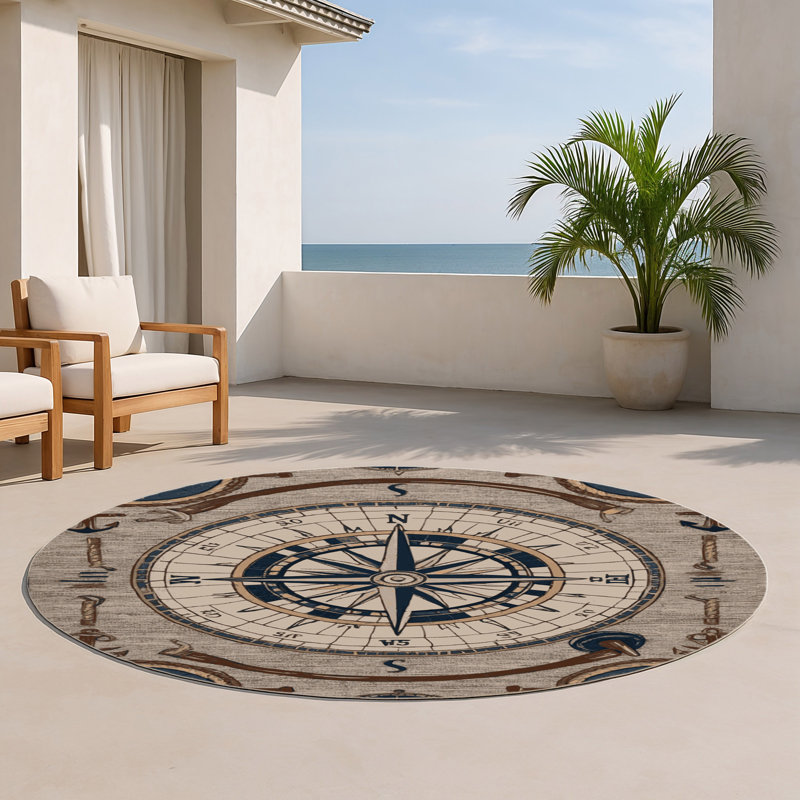 Tapis intérieur et extérieur gris Transport, Rond 5 pi