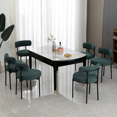 Sherpa Upholstered Metal Dining Chairs