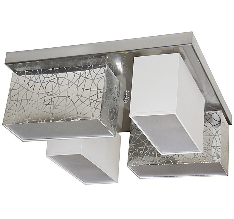 Pascoe Fabric Semi Flush Mount, Silver/White