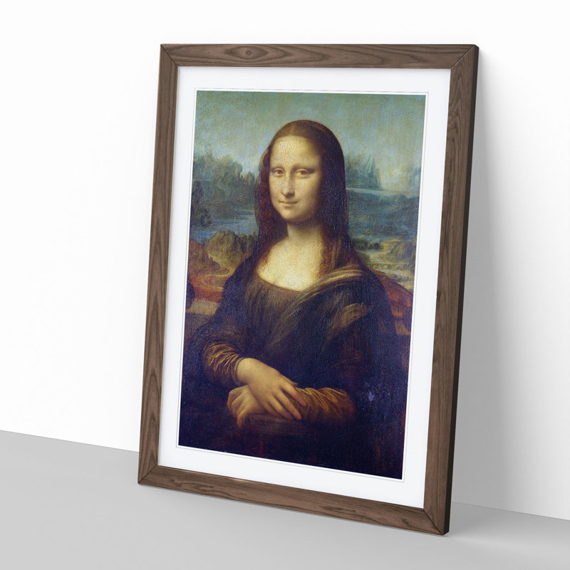 The Mona Lisa by Leonardo Da Vinci - Picture Frame Painting, Walnut Framed, 65cm H x 48cm W x 2cm D