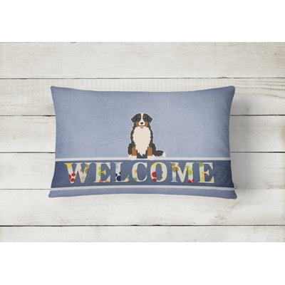  Bernese Mountain Dog Welcome Lumbar Pillow