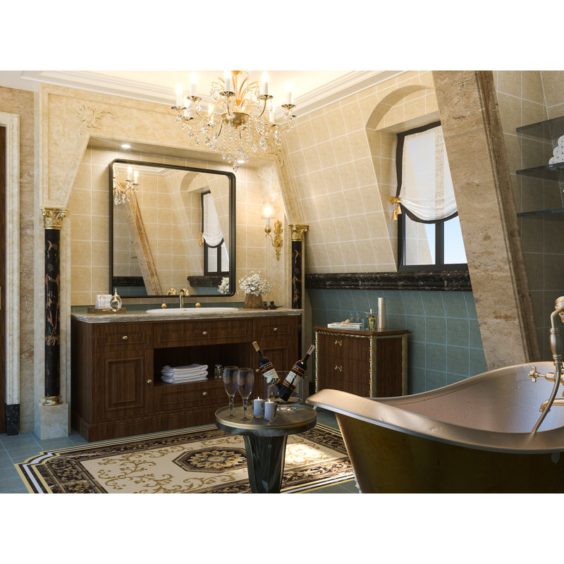 Miroir d'appoint Tyro, Noir mat, 36 po x 36 po, Square