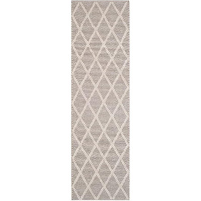 Russo Gray Hand-Woven Geometric Flatweave Rug