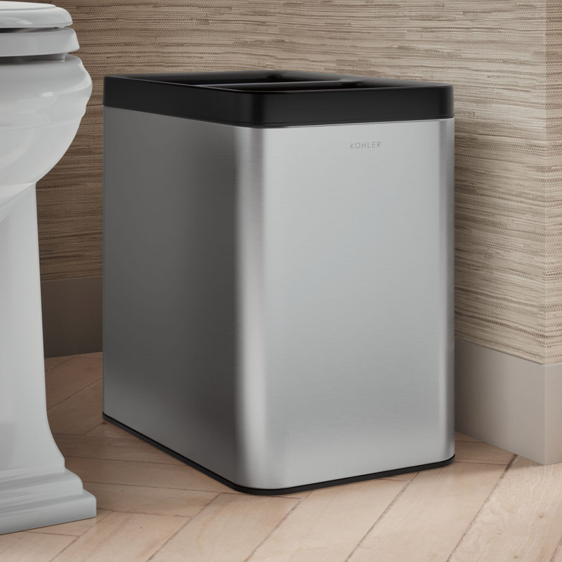 22-Liter Dual-Compartment Open-Top Trash Can,  Stainless