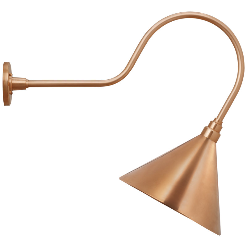Thomas O'Brien, "Academy 26" Angled Flynn Barn Light in Soft Copper with 12.5" Conical Savannah Shade