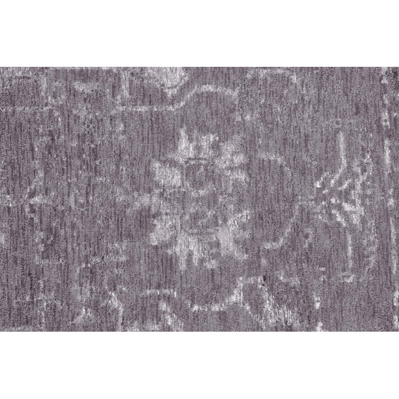 Tapis oriental argenté / gris en laine / coton / viscose à motif oriental fait à la main 5 pi x 8 pi