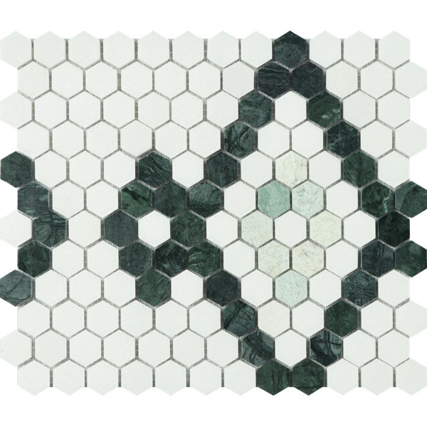 Marble 1" Hexagon With Flower Trellies Wall And Floor Tile