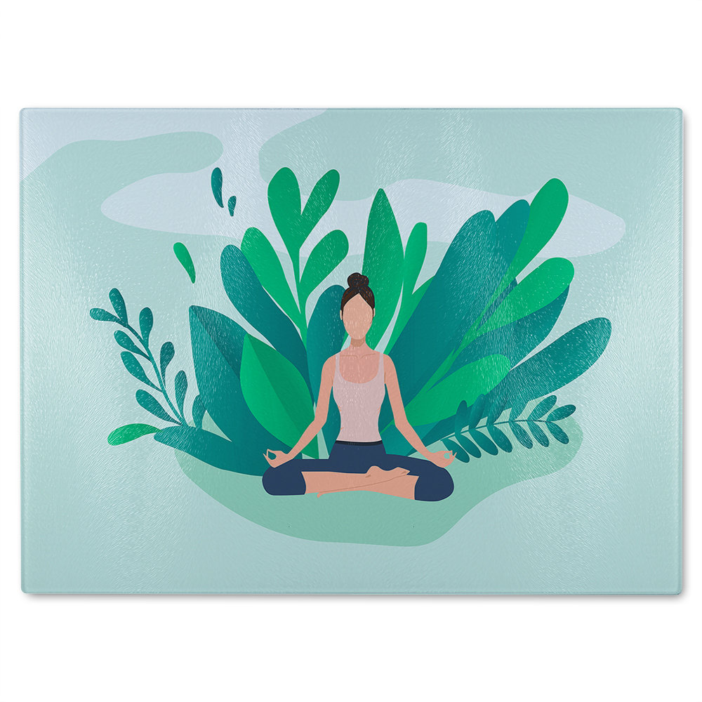 Woman Meditating Designer Glass Chopping Board