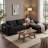 Boneless 108" Modern L-Shaped Sectional Sofa With Chaise Deep Seat Corduroy Upholstered Couch-405909553