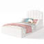 Lit de sol double Teddy, recouvert de tissu, cadre de lit pour enfant bas avec tête de lit festonnée. Blanc-1619029238
