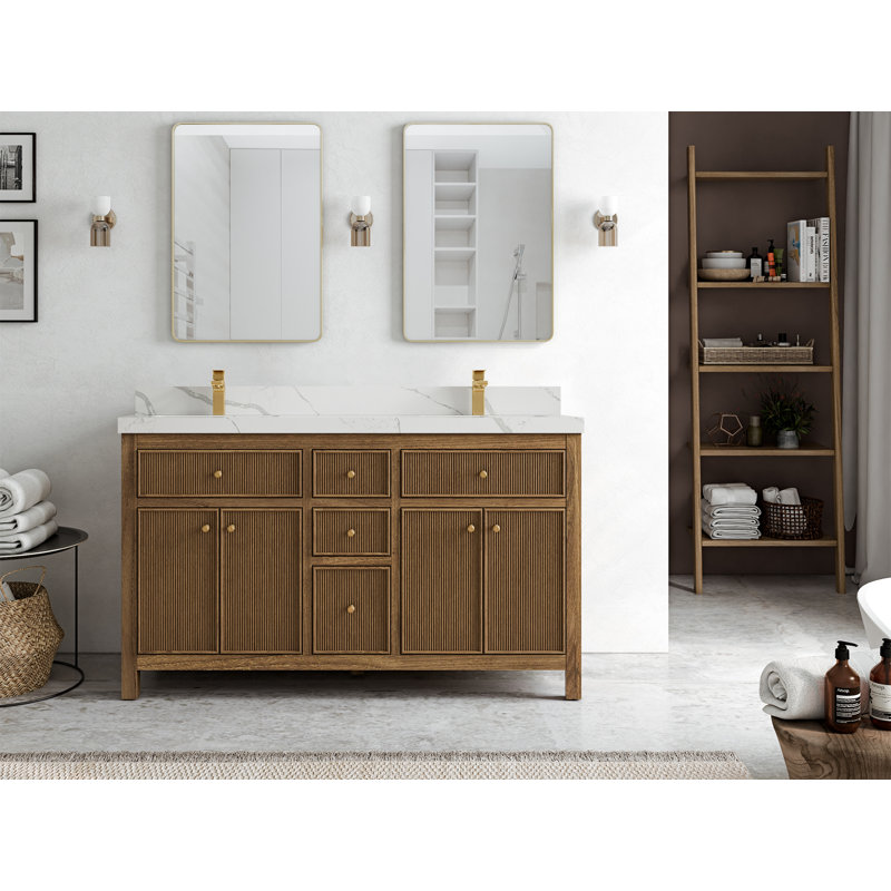 60'' Double Bathroom Vanity with Quartz Top