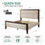 Lit plateforme en bois massif avec tête de lit tapissier, beige-133709656-133709658