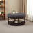 Large Round Upholstered Tufted Linen Ottoman Coffee Table, Large Footrest Ottoman with Wood Shelf Storage- Dark Gray-584048002