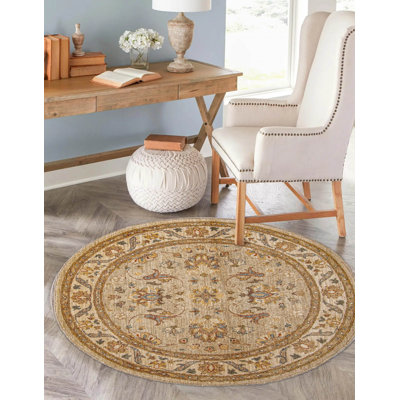 Peshawar Oushak Khaki Rug 4'0" x 4'2"