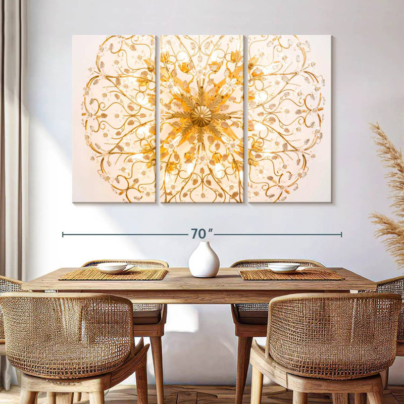 Kerner Floral Gold Chandelier, 42" H x 65" W