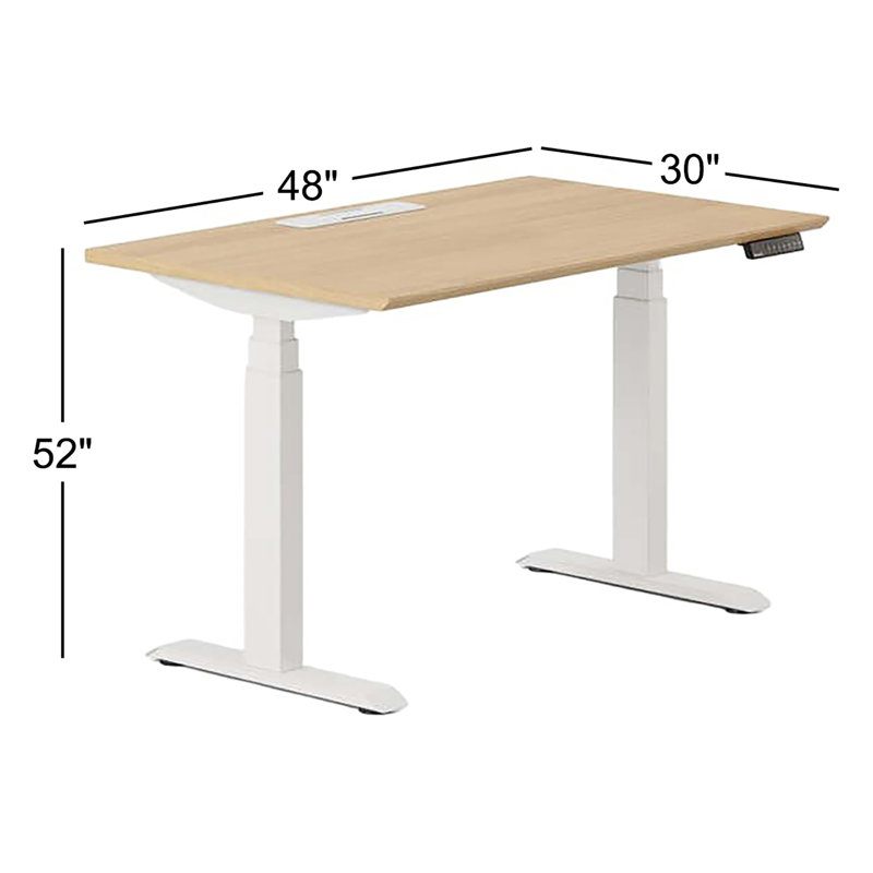 Standing Desk, Woodgrain, 52" H x 48" W x 30" D, White
