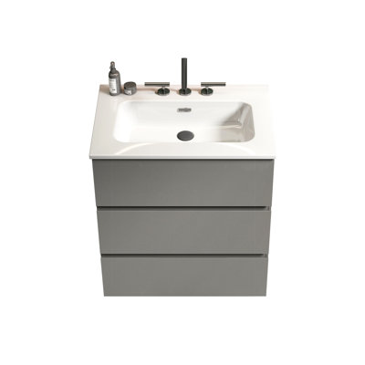 Grand meuble-lavabo gris - conception silencieuse et ergonomique de 24 po gris, maximise le rangement pratique