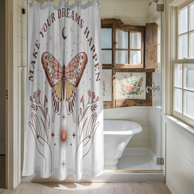 Rideau de douche standard 1 pièce Moth Dream Happens