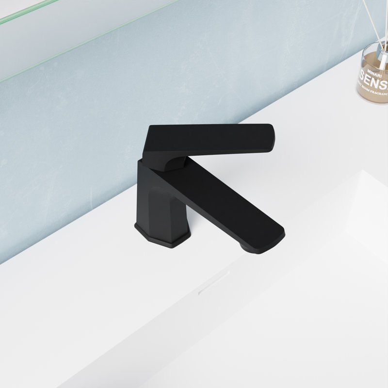 Matte Black Single Handle Bathroom Faucet with Pop-Up Drain