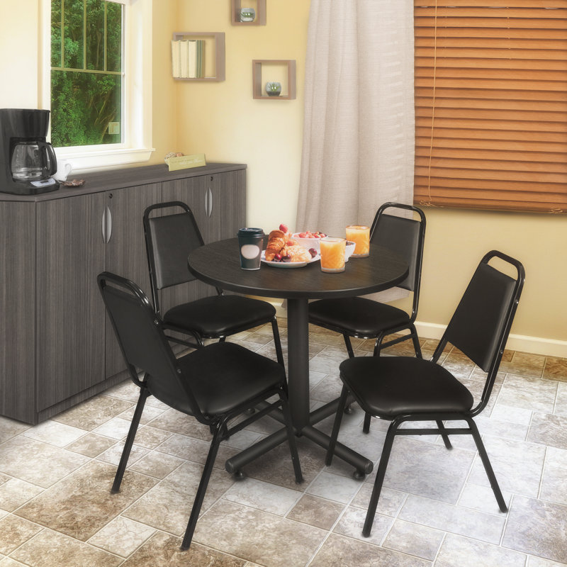 Ash Grey and Black 42" Round Wood Laminate Breakroom Table