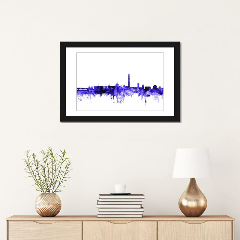 «Washington, DC Skyline» par Michael Tompsett, impression sur toile tendue, H 16 po x l 24 po x P 1 po, Blanc
