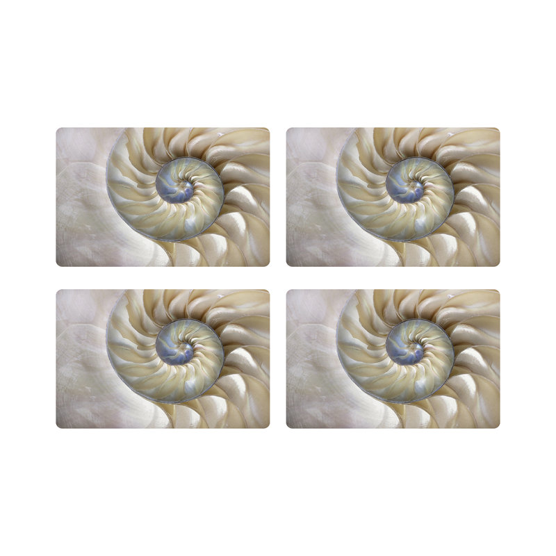 Nautilus Pearl Pebble Vegan Leather Rectangle Placemat